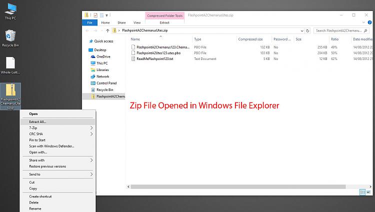 How to extract files without winzip in windows 7